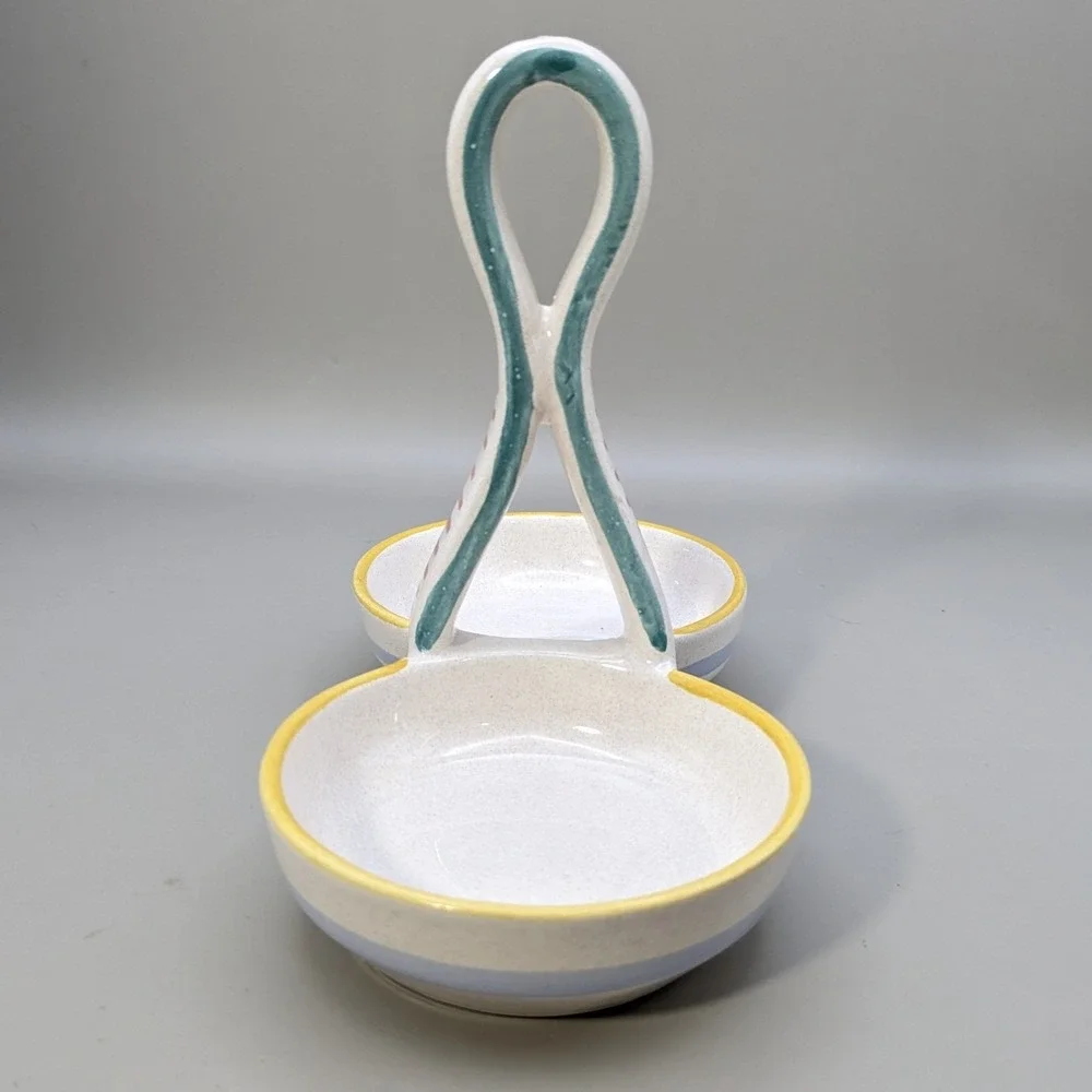 Vintage Ceramiche Deruta Italy Raffaellesco Oil Vinegar Cruet Set Hand Painted
